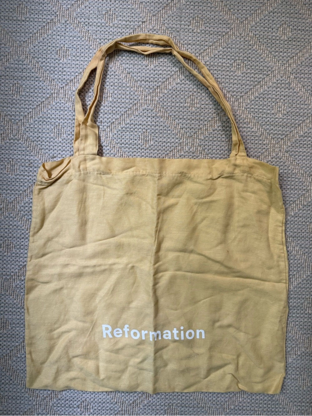 Reformation Yellow Canvas Tote with White Logo